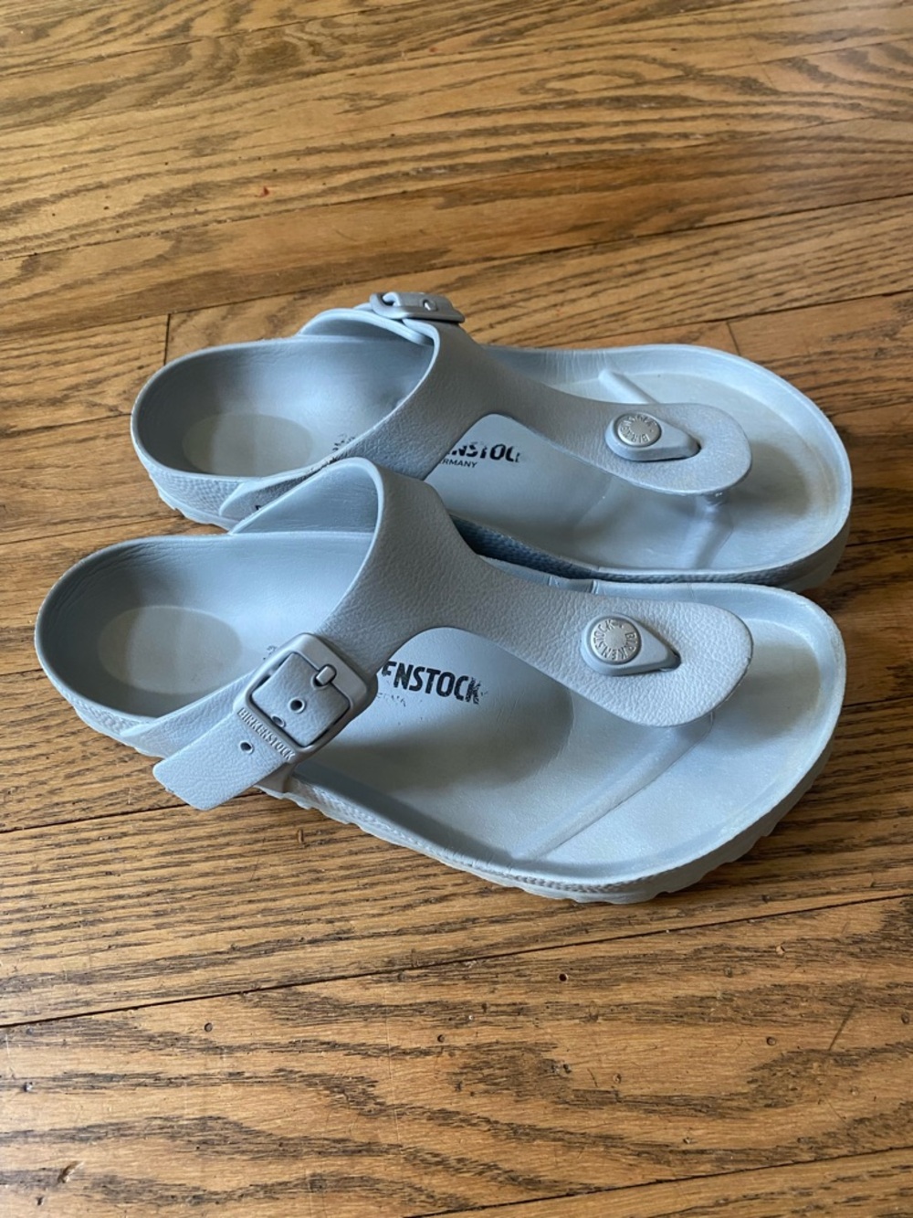 Birkenstock Thong Sandals in Light Gray